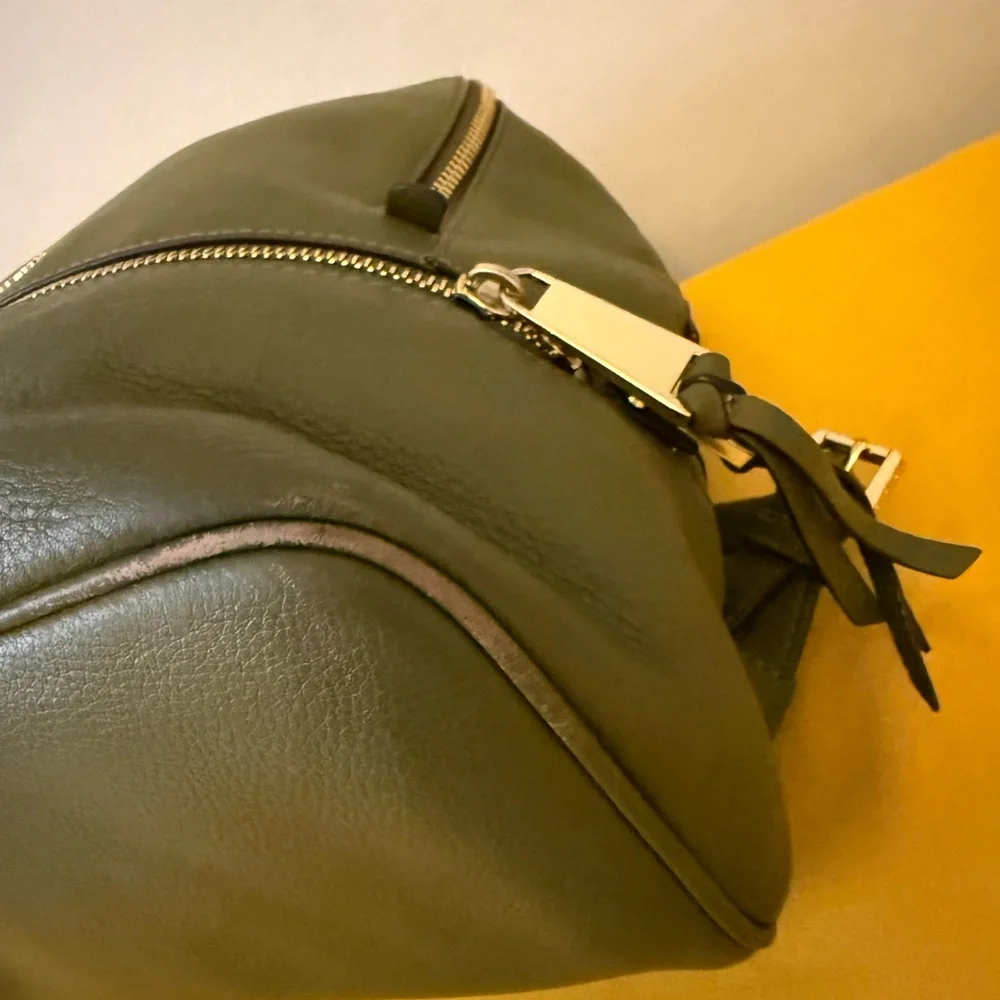 Michael Kors Olive Green Leather Backpack - Picture 9 of 16